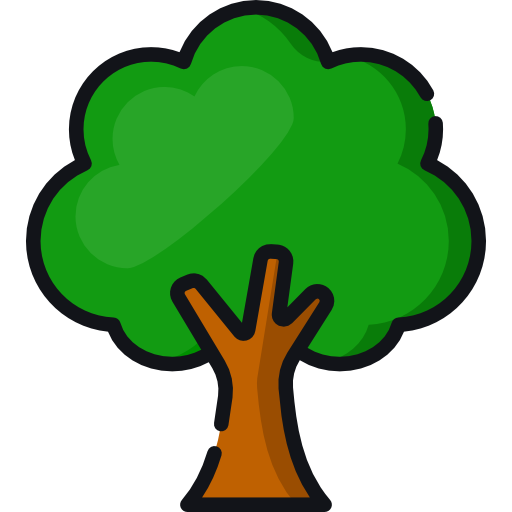 A professional tree service icon with a color illustration depicting a healthy tree